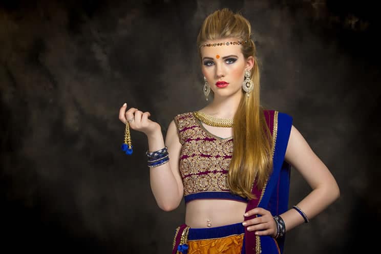 white woman dressed in indian clothing